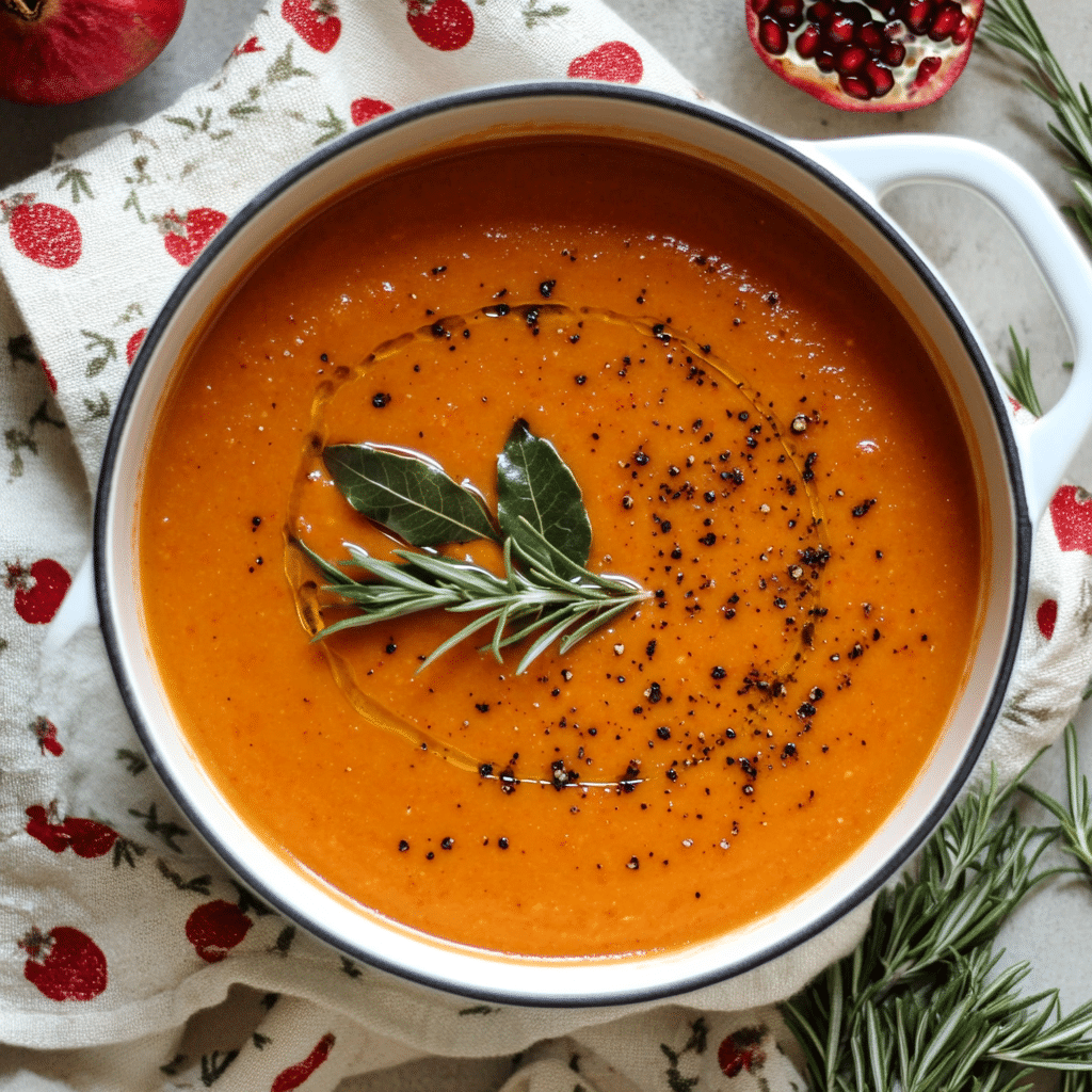 Creamy Roasted Tomato Soup with Basil
