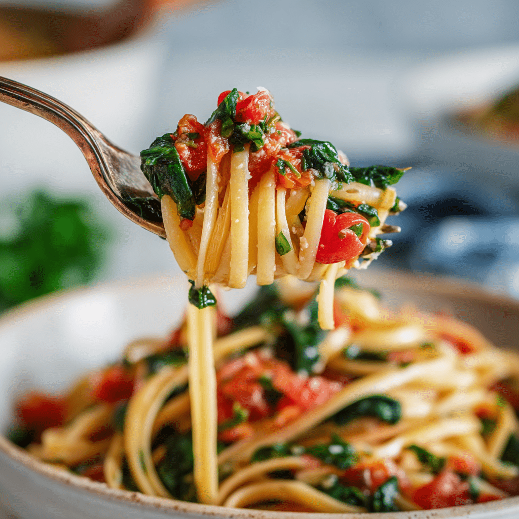 Tomato Spinach One Pot Pasta Recipe