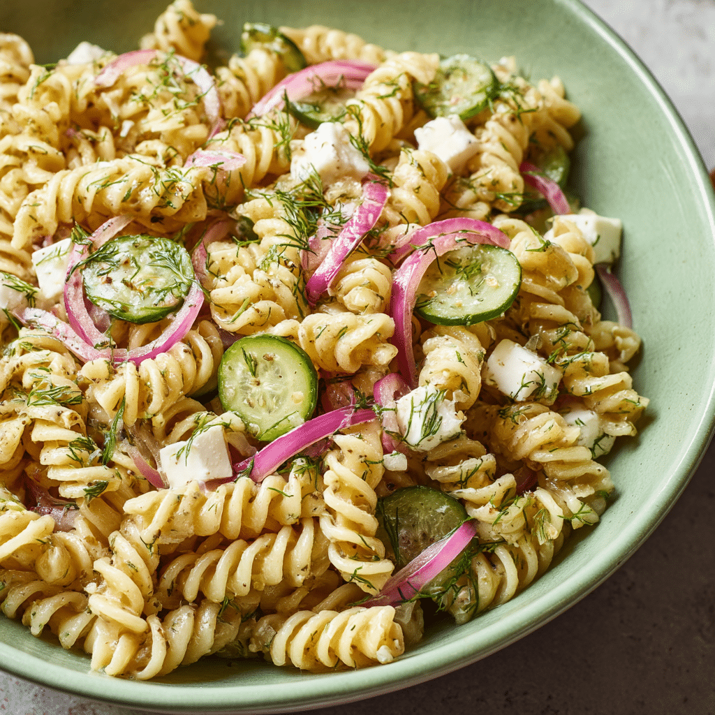 Dill Pickle Pasta Salad (without Mayo)