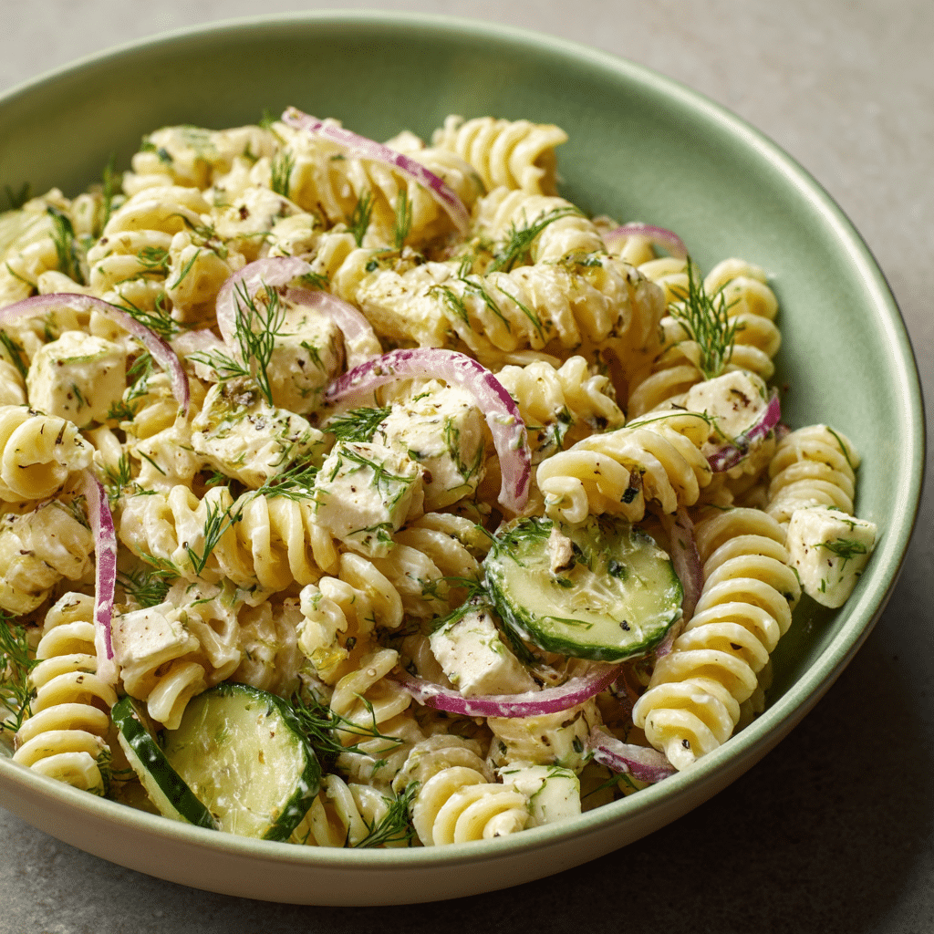 Dill Pickle Pasta Salad (without Mayo)