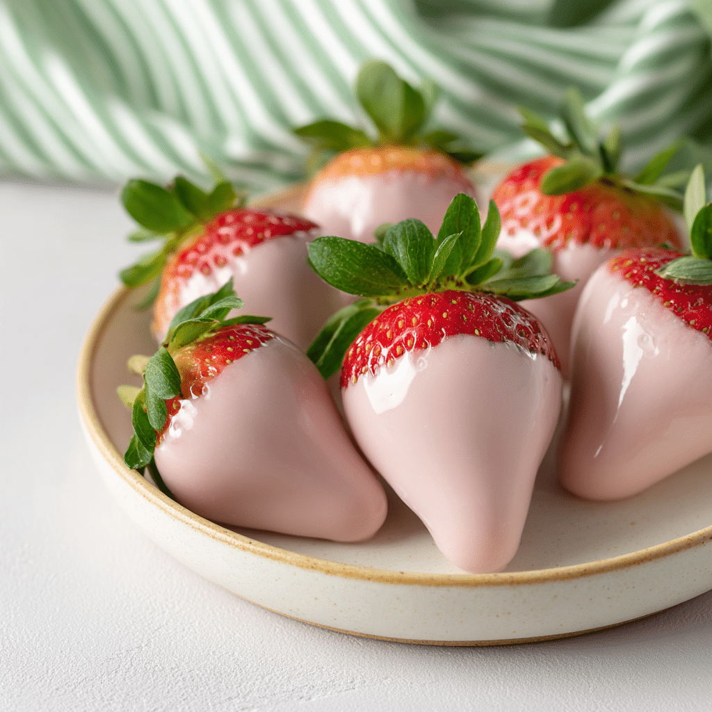 Healthy Pink Chocolate Covered Strawberries