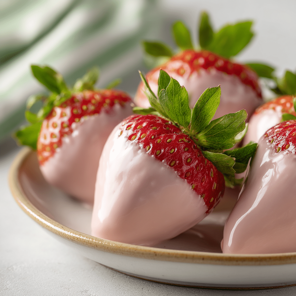 Healthy Pink Chocolate Covered Strawberries