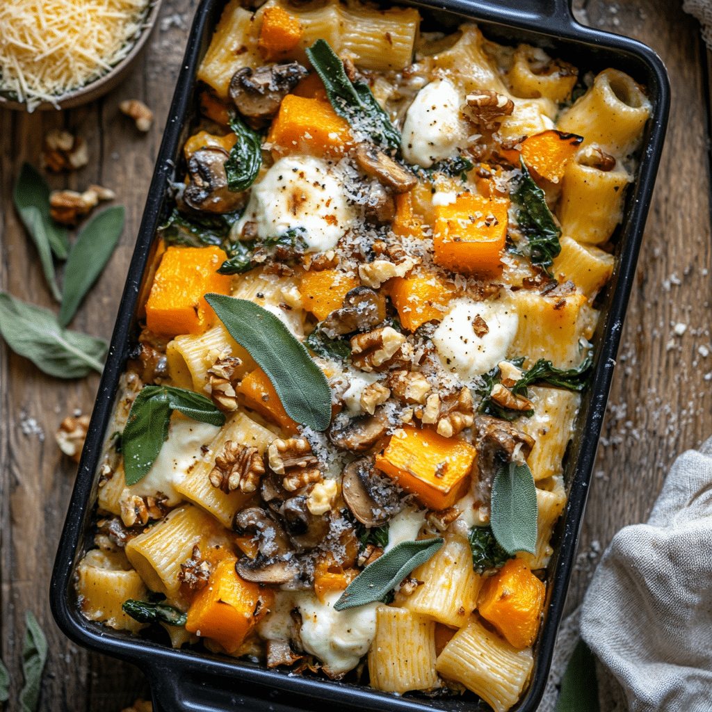 Pasta Bake with Pumpkin Tomato Sauce
