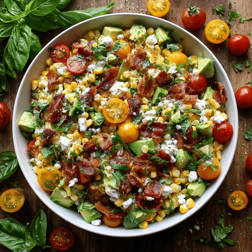 Avocado Corn Tomato Salad with Creamy Cilantro-Lime Dressing Recipe