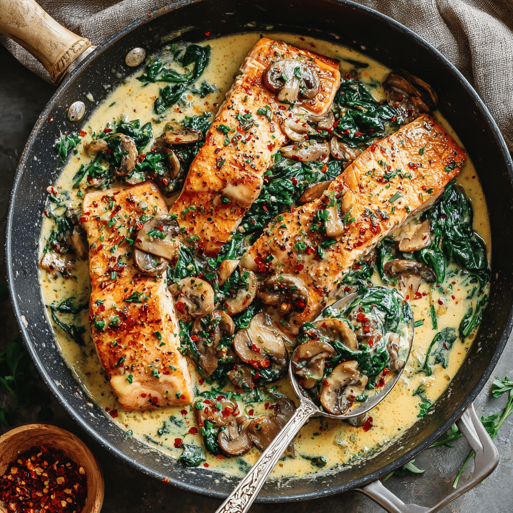 Easy Creamy Salmon Florentine