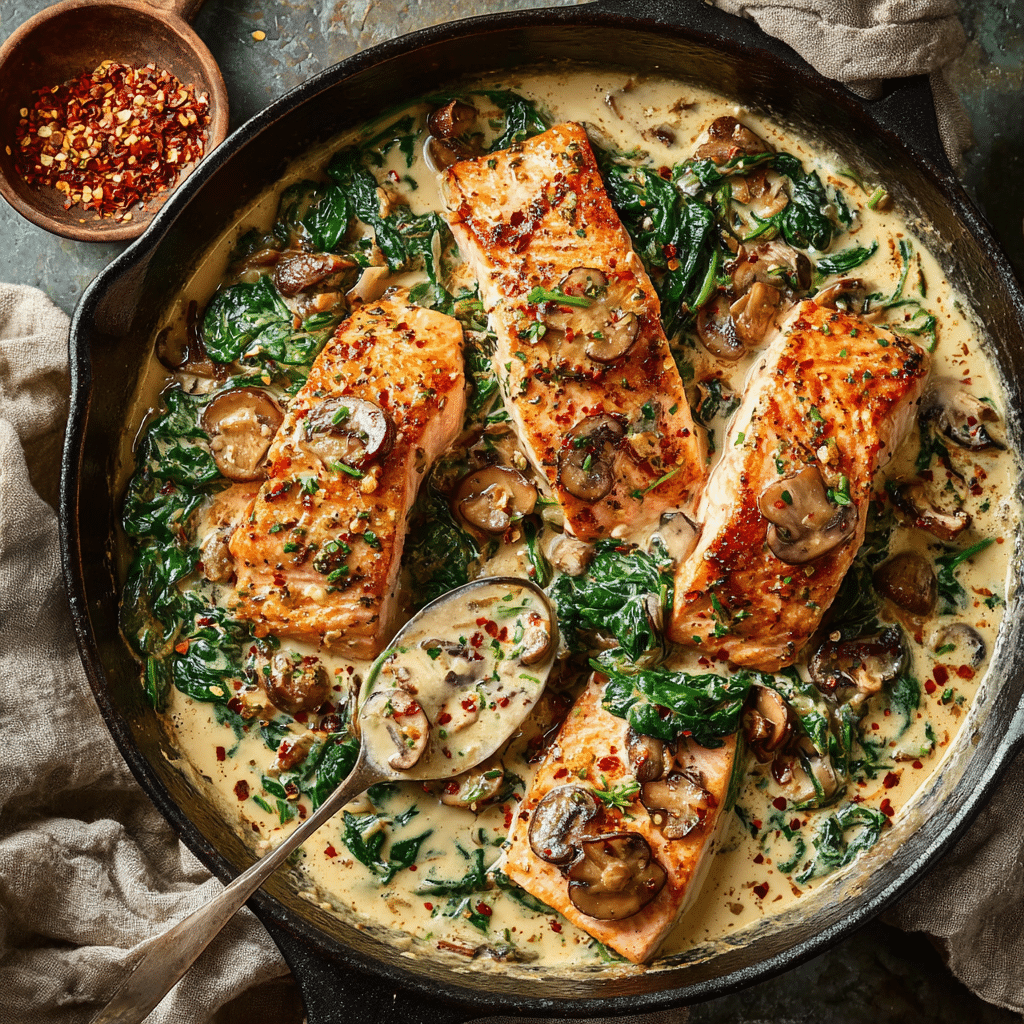 Easy Creamy Salmon Florentine