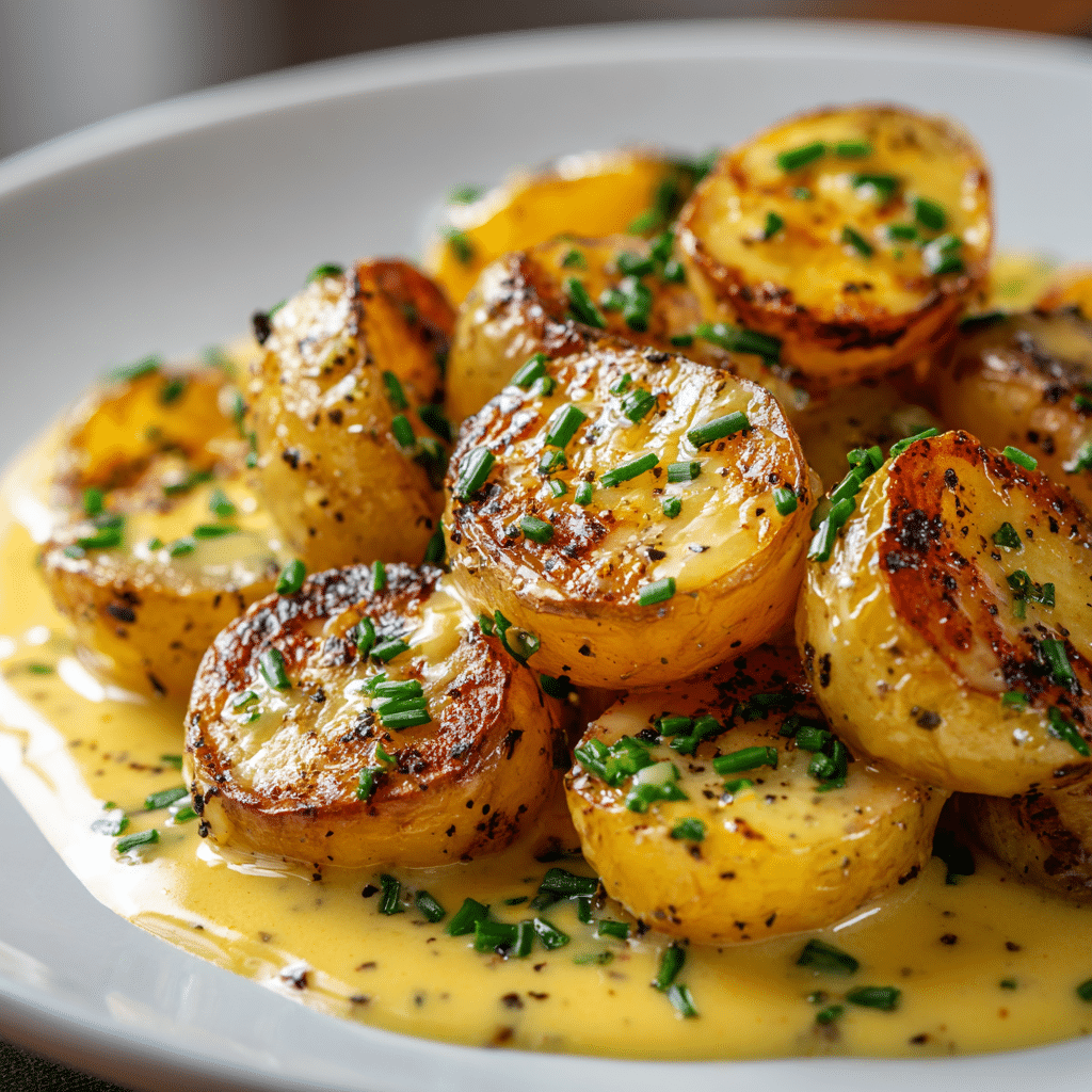 Creamy Garlic Sauce Baby Potatoes