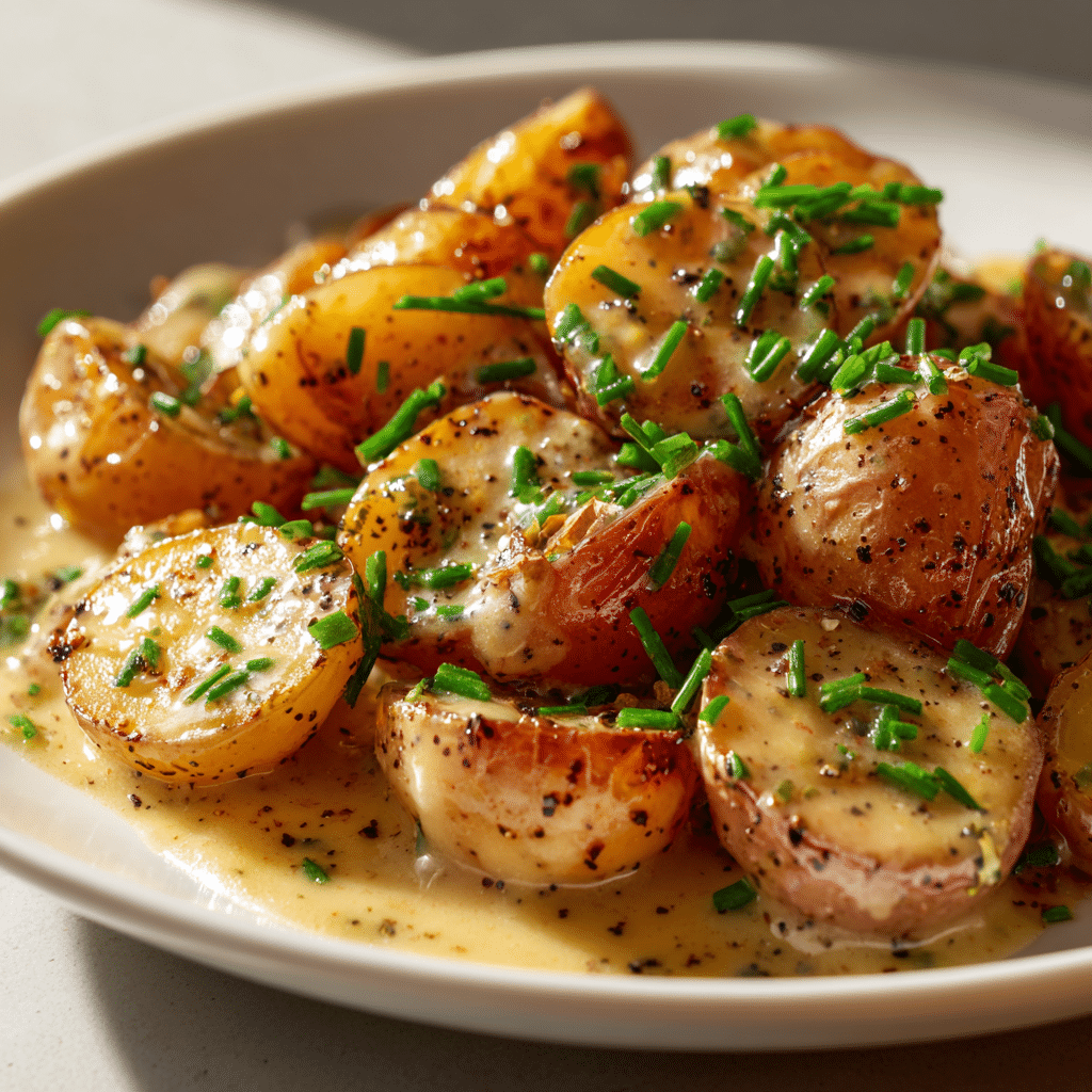 Creamy Garlic Sauce Baby Potatoes
