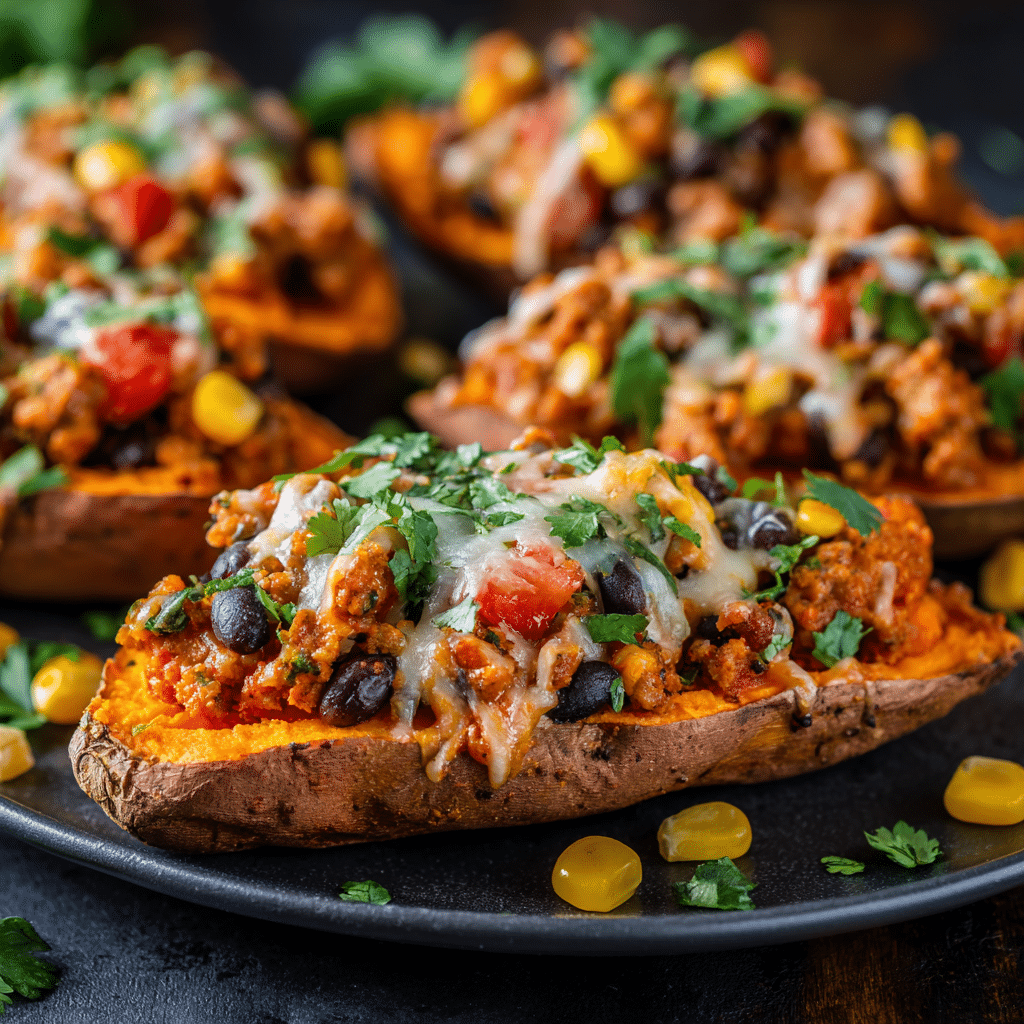 Healthy Turkey Taco Stuffed Sweet Potatoes