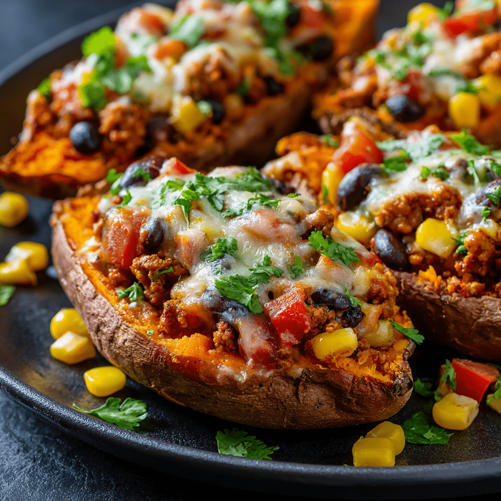 Healthy Turkey Taco Stuffed Sweet Potatoes