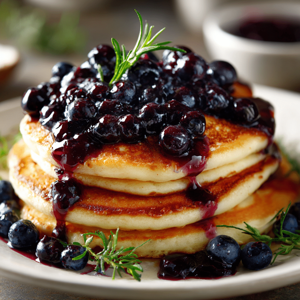 Chickpea Flour Pancakes with Blueberry Compote
