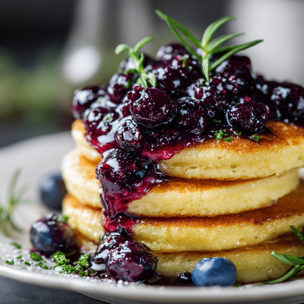 Chickpea Flour Pancakes with Blueberry Compote