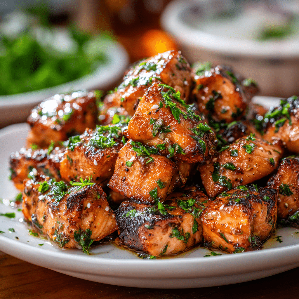 Crispy Air Fryer Honey Garlic Salmon Bites