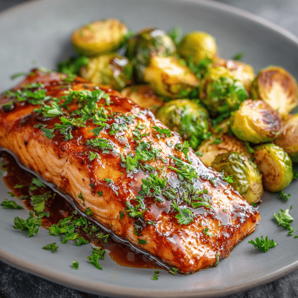 Honey Garlic Salmon and Brussels Sprouts