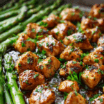 Garlic Butter Chicken Bites and Asparagus