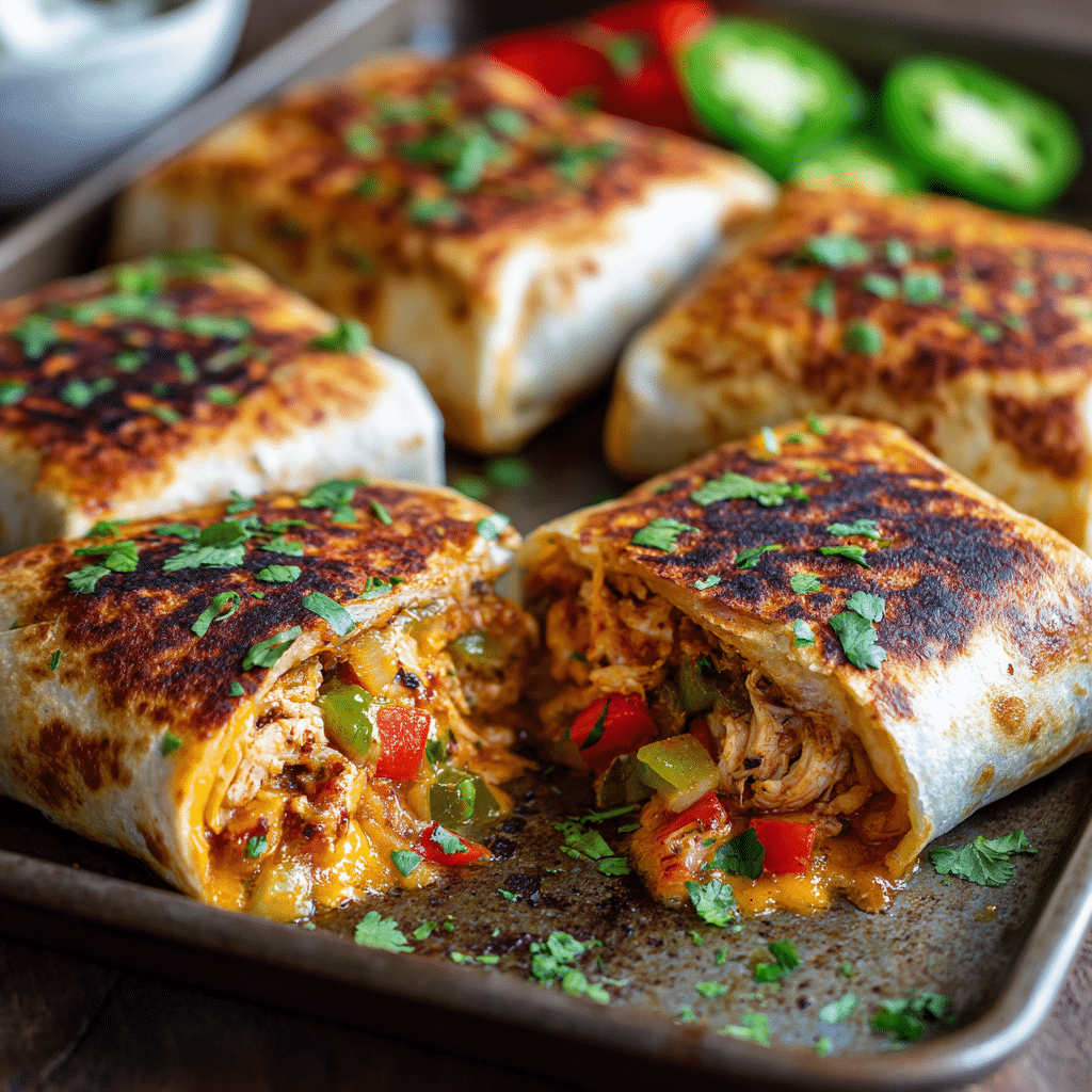 Sheet Pan Baked Chicken Chimichangas