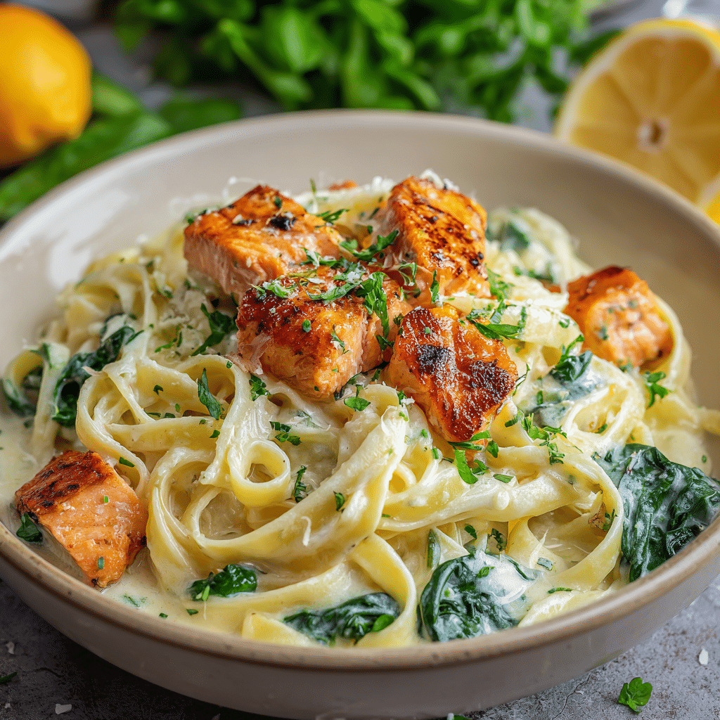 Creamy Salmon and Spinach Pasta