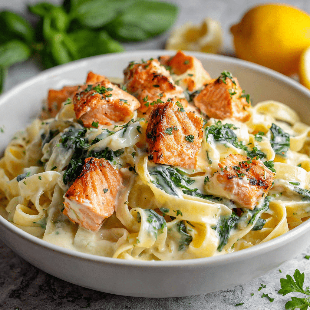Creamy Salmon and Spinach Pasta