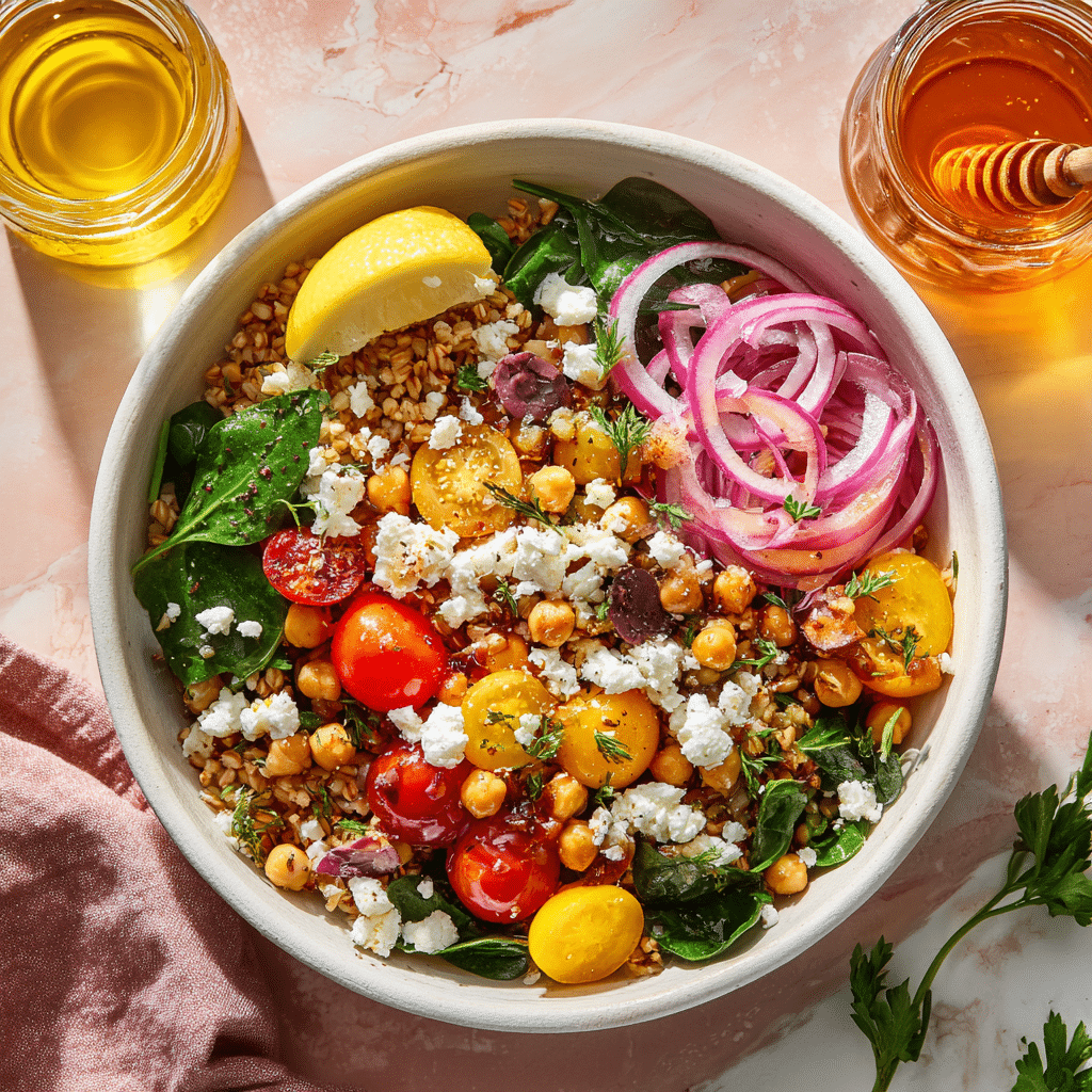 Healthy Mediterranean Farro Bowl