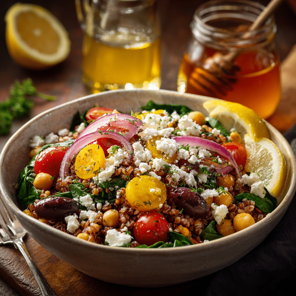 Healthy Mediterranean Farro Bowl