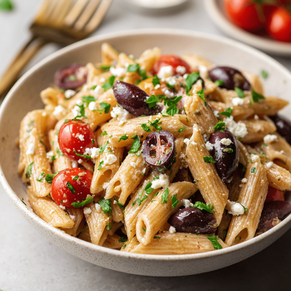 Greek Pasta with Feta & Olives