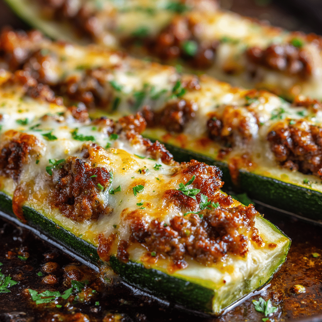 Easy Ground Beef Zucchini Boats