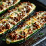 Easy Ground Beef Zucchini Boats