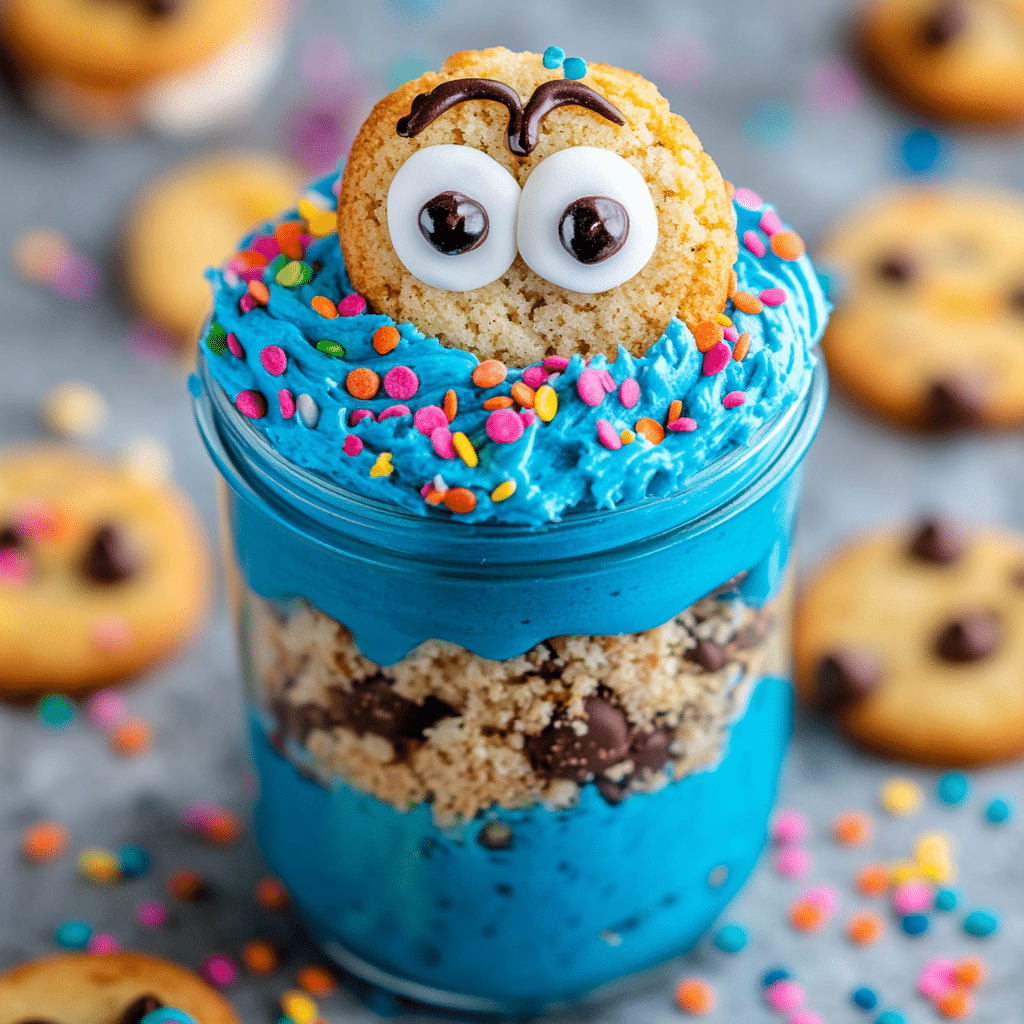 Cookie Monster Cake Jars