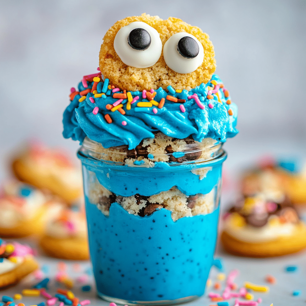 Cookie Monster Cake Jars