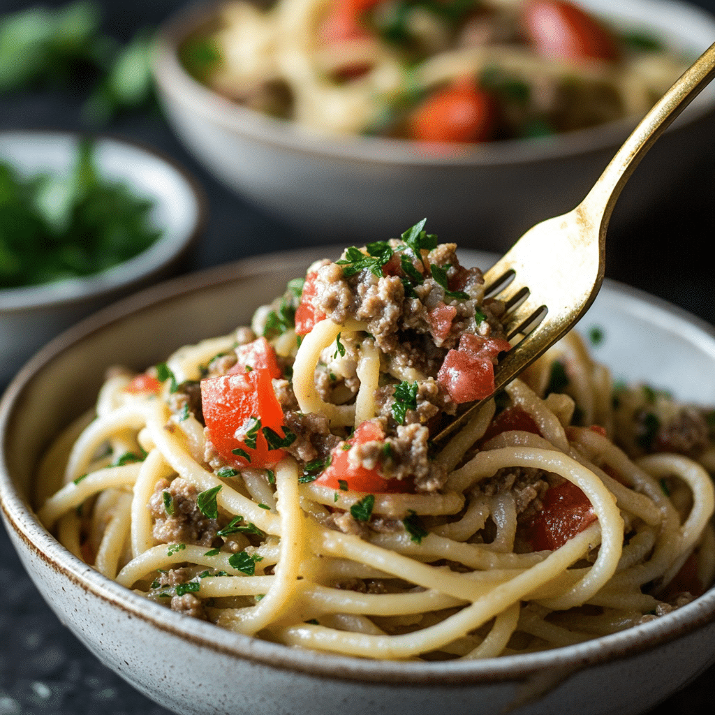 Crockpot Taco Spaghetti