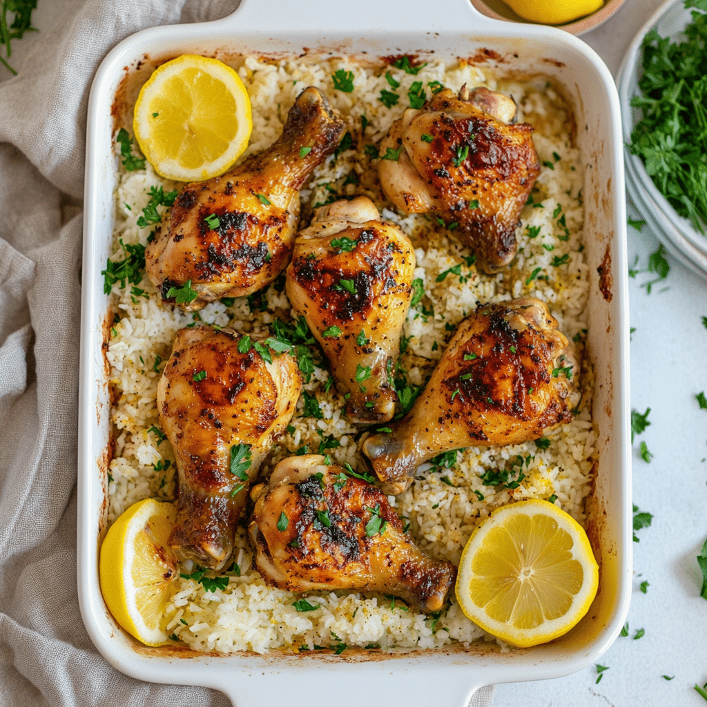 Baked Chicken Legs and Rice