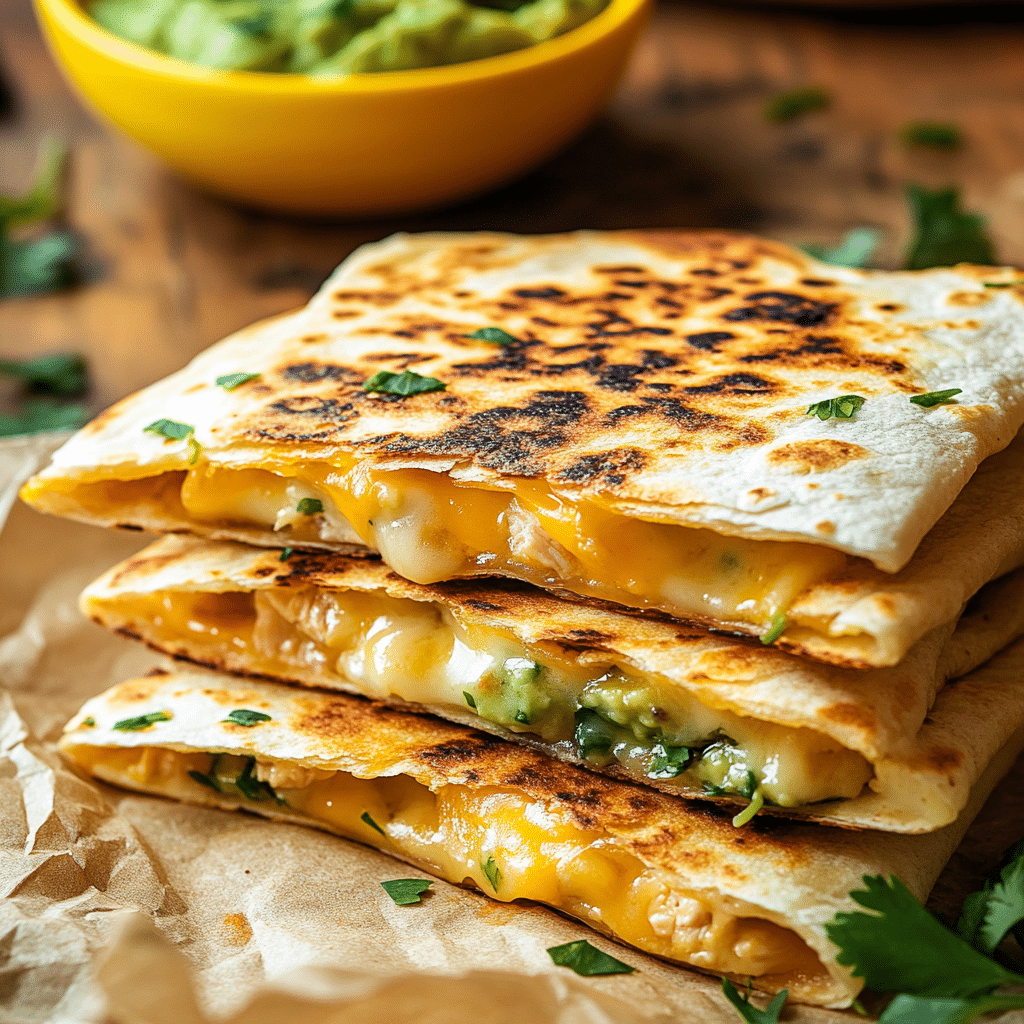 Crockpot Queso Chicken Quesadillas