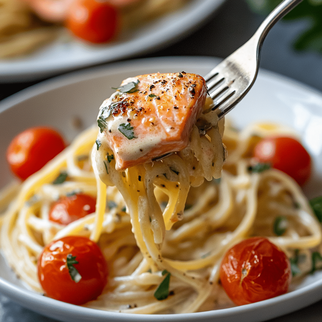 Healthy & Creamy Tuscan Salmon Pasta
