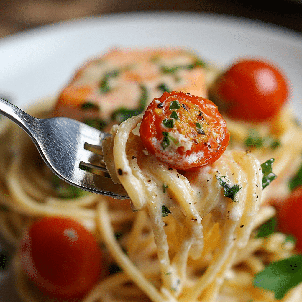 Healthy & Creamy Tuscan Salmon Pasta