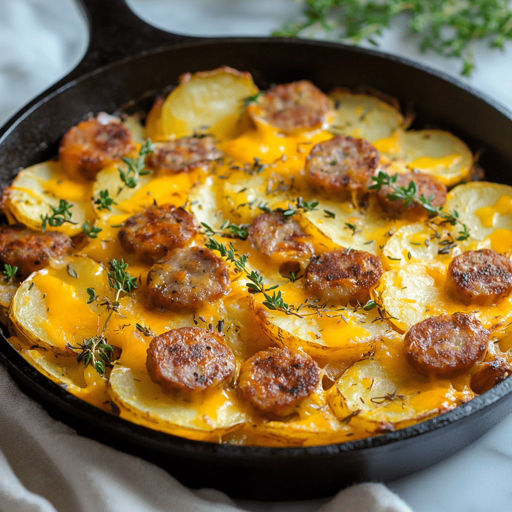 Kielbasa Sausage Cheesy Potato Casserole